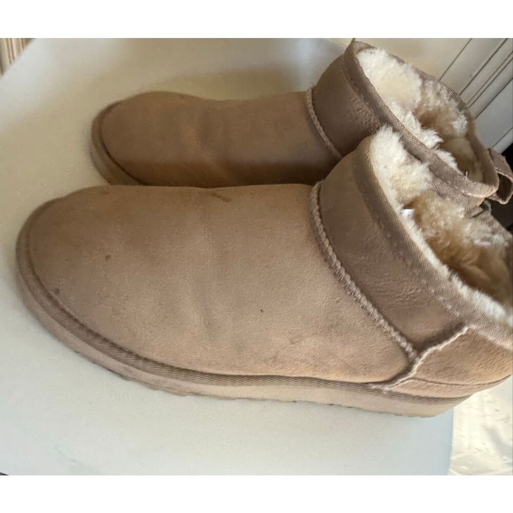 UGG Womens Suede Classic Ultra Mini Ankle Boot Tan Size 10